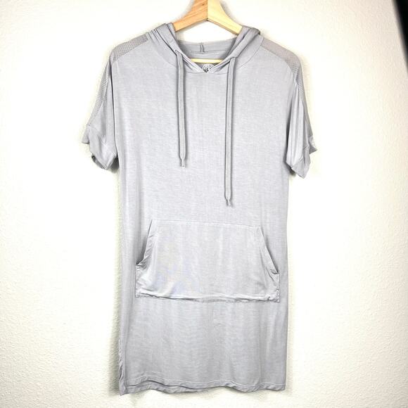 Gold's Gym Women's Athletic T-shirt Hooded Mini Dress Small Pockets Vented Logo - Picture 1 of 7